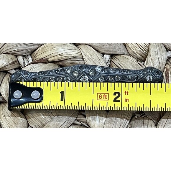 VTG Sterling Silver 925 Victorian Style Crystal Regency Brooch 2.75in Romantic - Picture 9 of 10